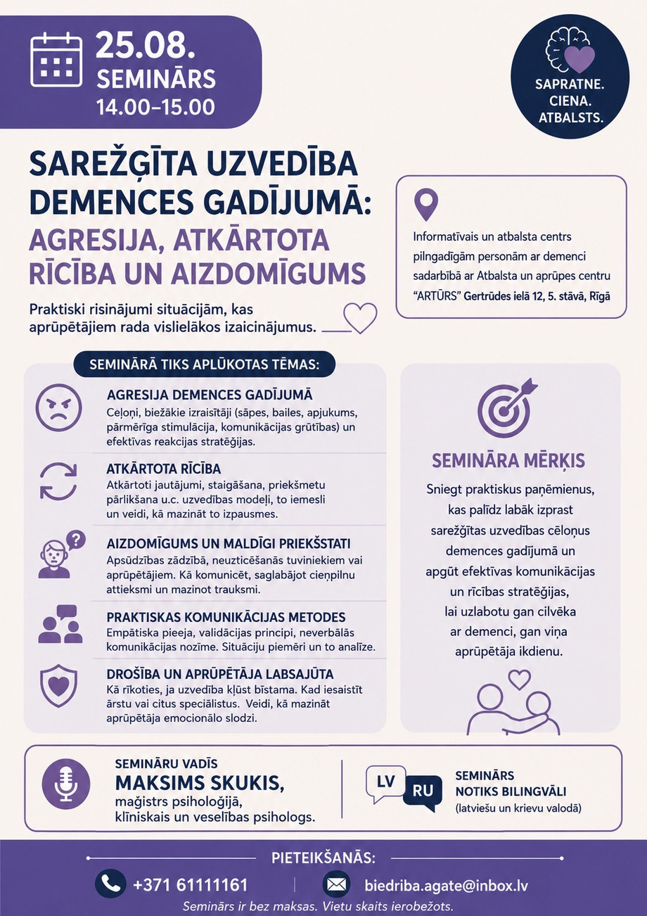 Seminārs par sarežģītu uzvedību demences gadījumā